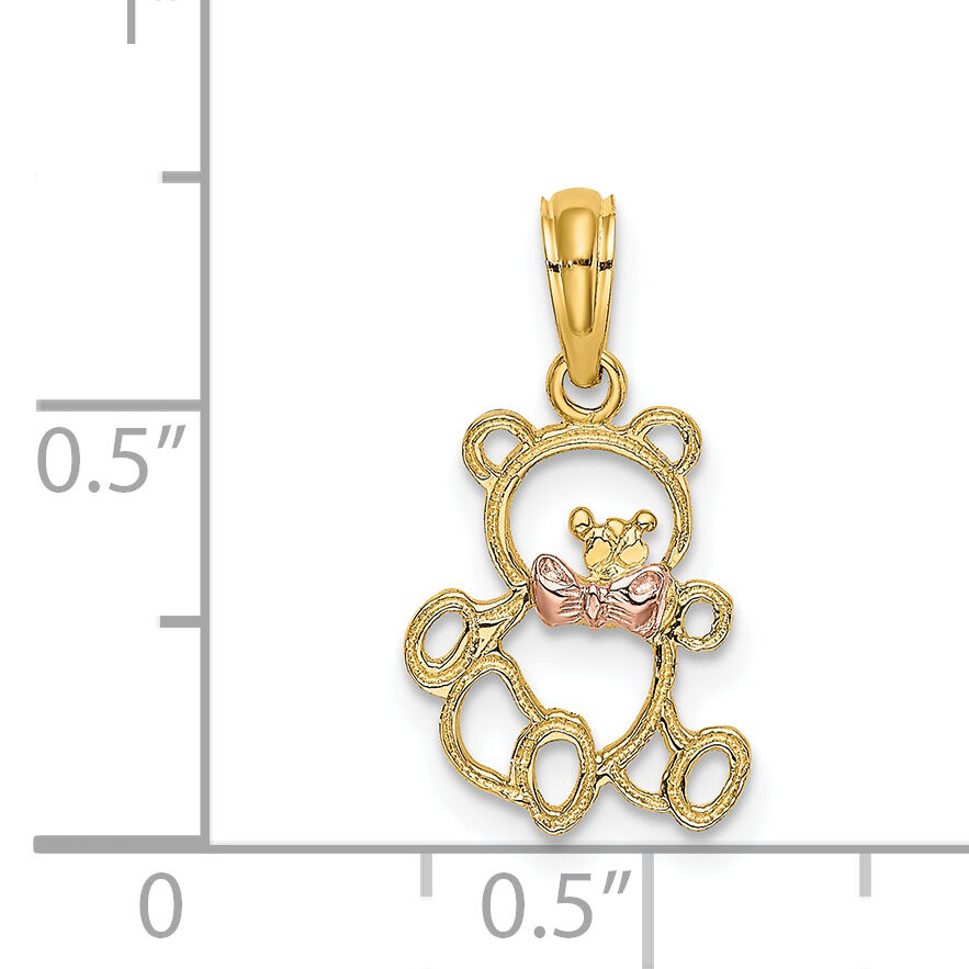 14k Two-Tone Cut-out Teddy Bear w/ Bow Tie Charm-K9101