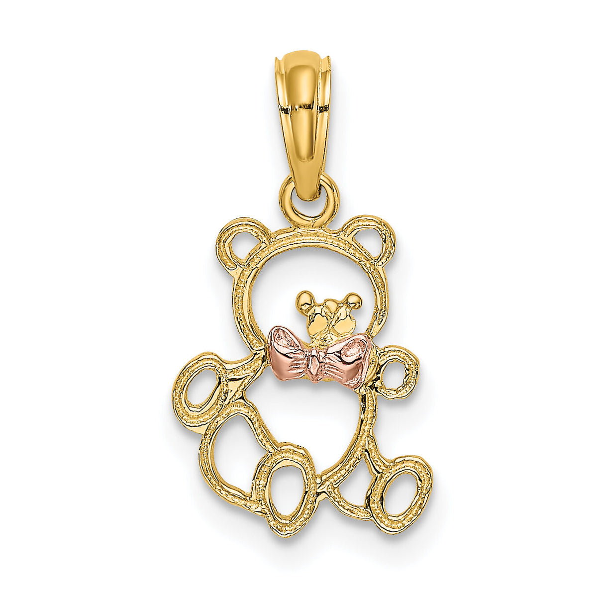 14k Two-Tone Cut-out Teddy Bear w/ Bow Tie Charm-K9101