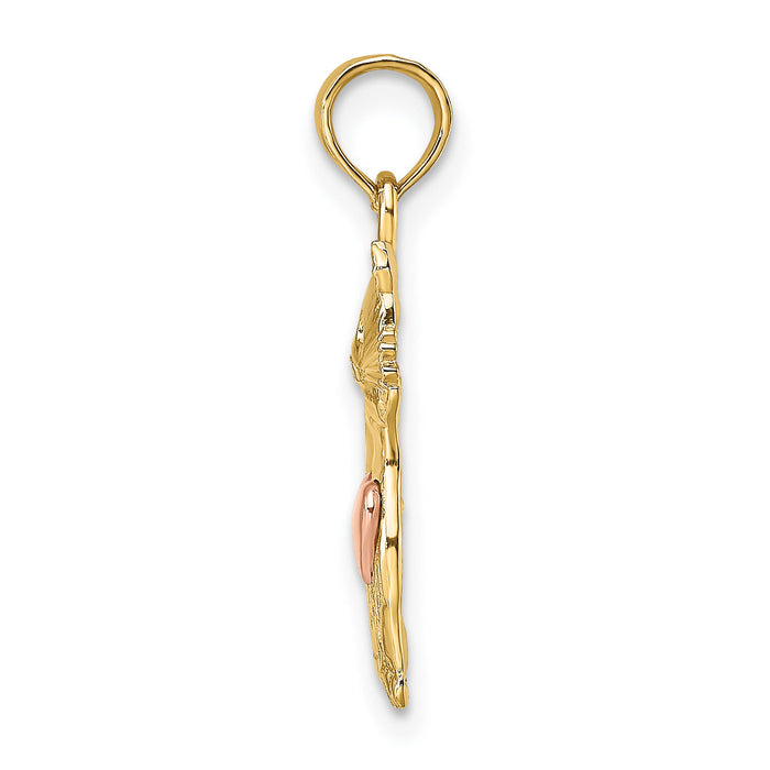 14k Two-Tone Cat w/ Heart Charm-K9104