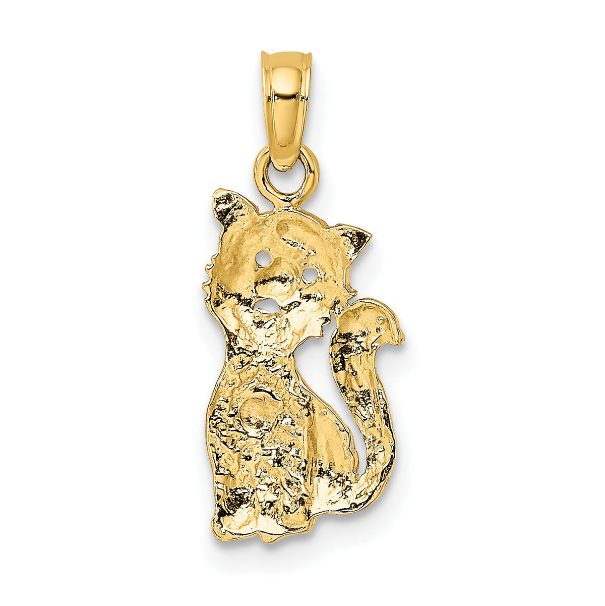 14k Two-Tone Cat w/ Heart Charm-K9104