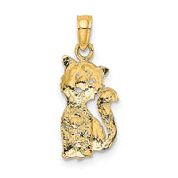 14k Two-Tone Cat w/ Heart Charm-K9104