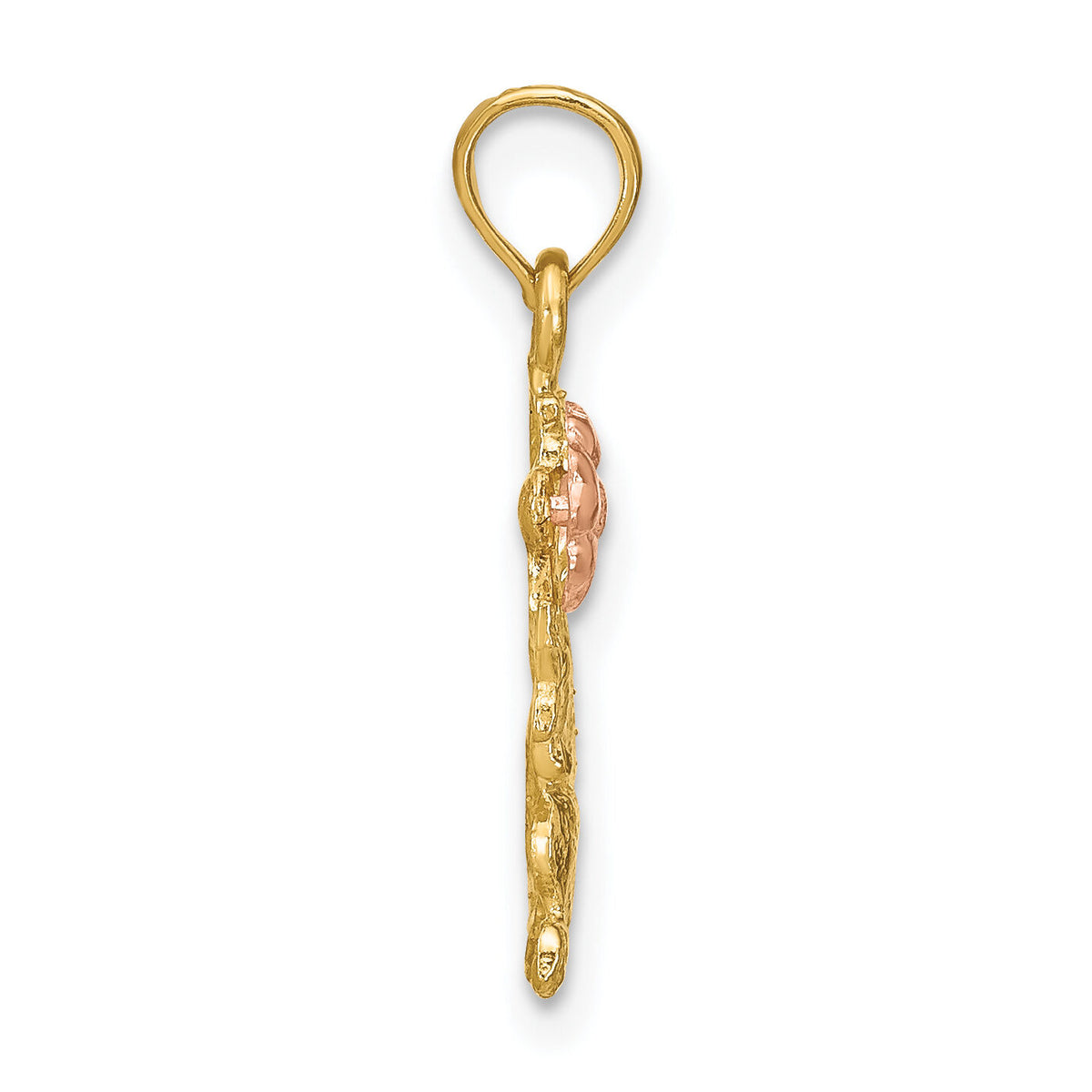 14k Two-Tone Dog Holding Flower Charm-K9105
