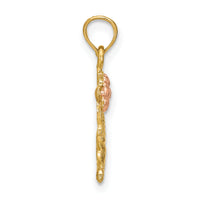 14k Two-Tone Dog Holding Flower Charm-K9105