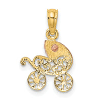 14k Two-Tone Baby Carriage w/ Visor Charm-K9106