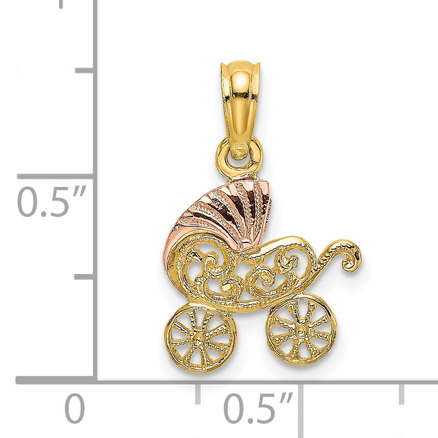 14k Two-Tone Baby Carriage w/ Visor Charm-K9106