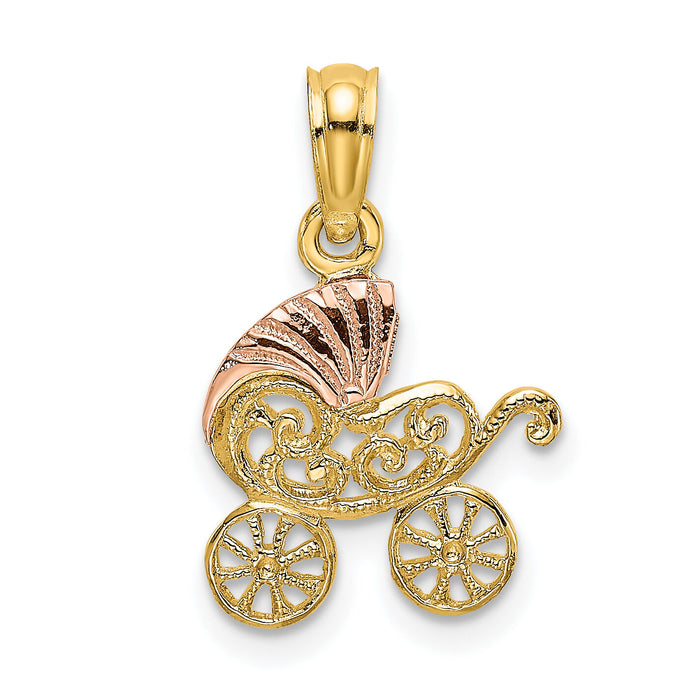 14k Two-Tone Baby Carriage w/ Visor Charm-K9106