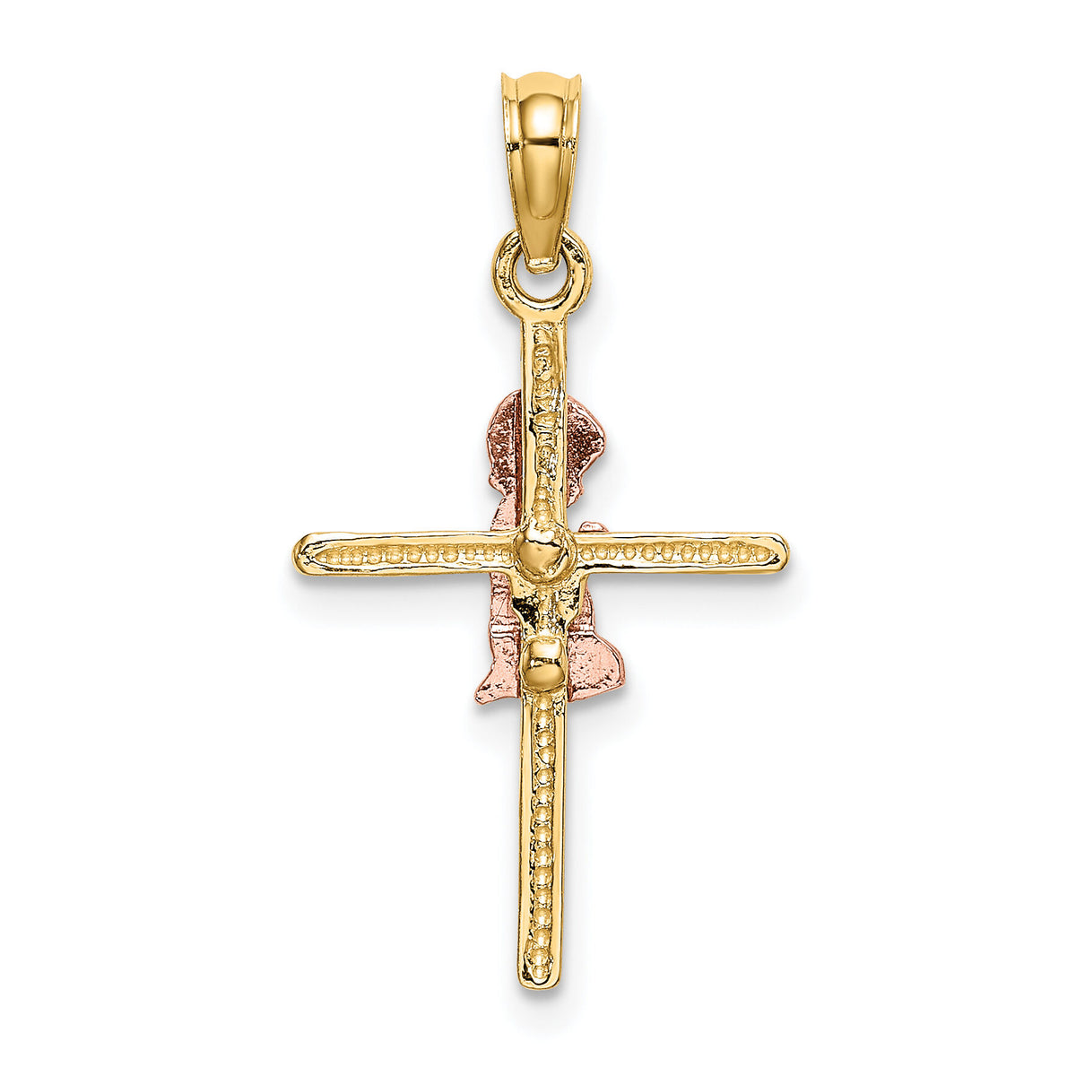 14K Two-Tone 2-D Boy On Cross Charm-K9107