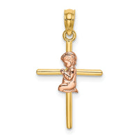 14K Two-Tone 2-D Boy On Cross Charm-K9107