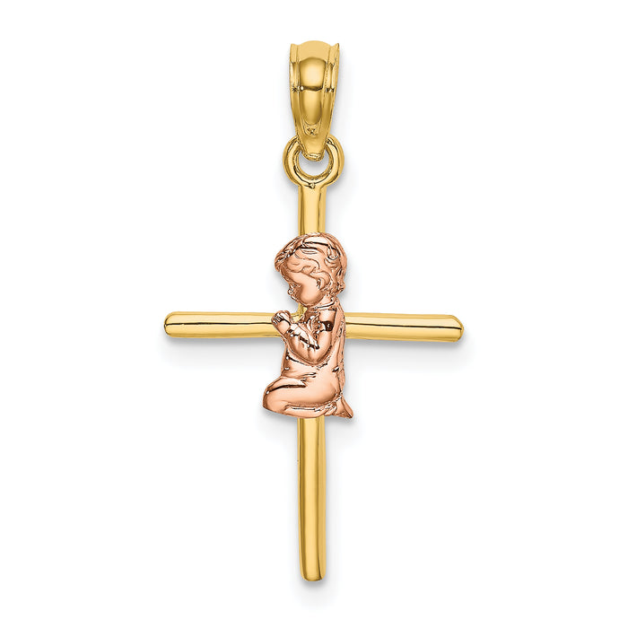 14K Two-Tone 2-D Boy On Cross Charm-K9107