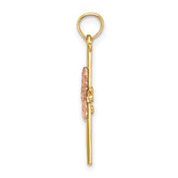 14K Two-Tone 2-D Girl On Cross Charm-K9108