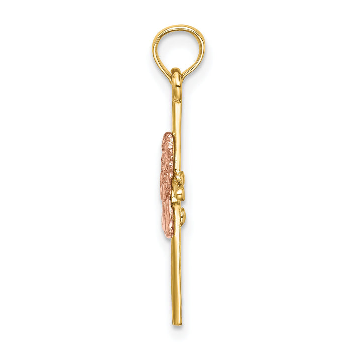 14K Two-Tone 2-D Girl On Cross Charm-K9108