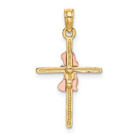 14K Two-Tone 2-D Girl On Cross Charm-K9108