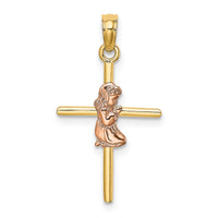 14K Two-Tone 2-D Girl On Cross Charm-K9108