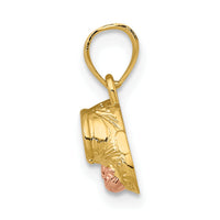 14k  3D Two-Tone Baby Booties w/ Teddy Bear Charm-K9109