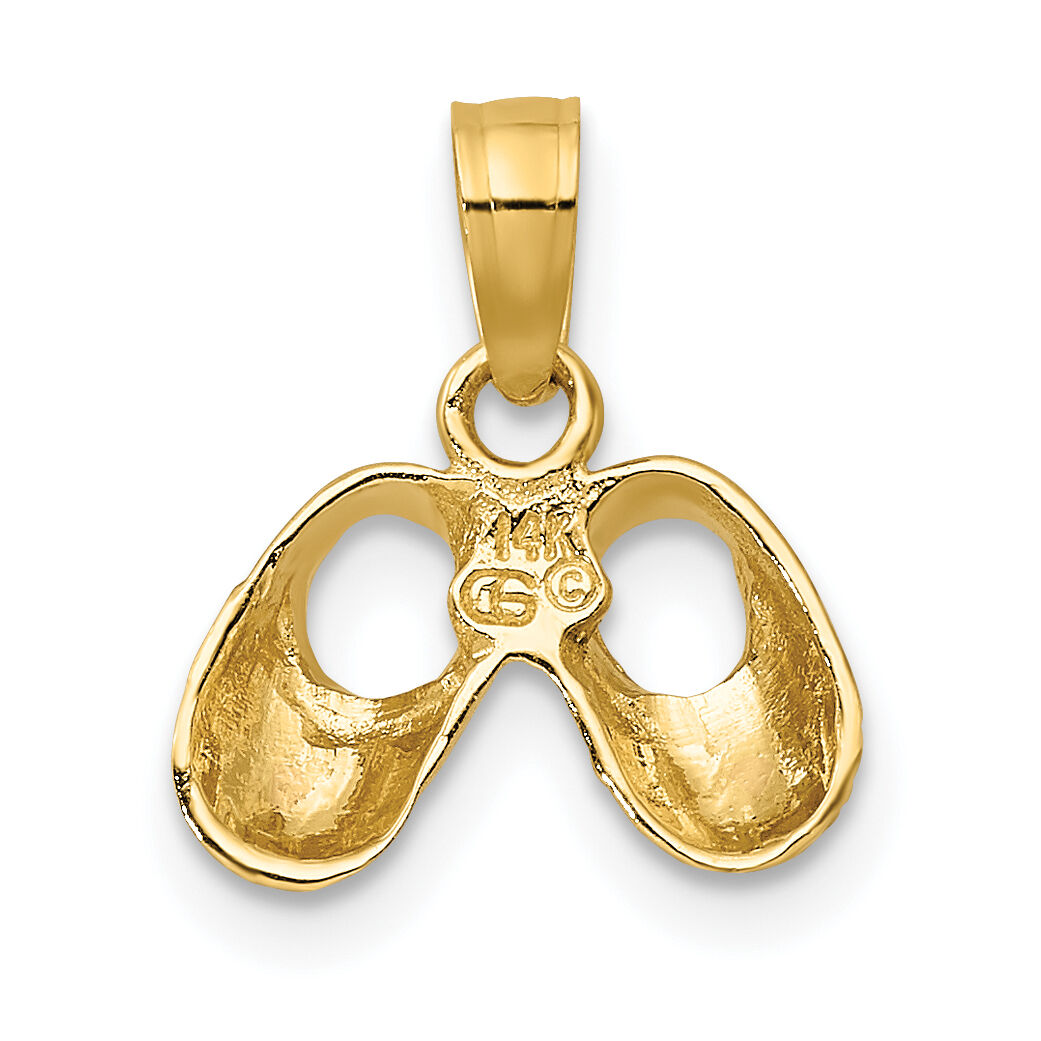 14k  3D Two-Tone Baby Booties w/ Teddy Bear Charm-K9109