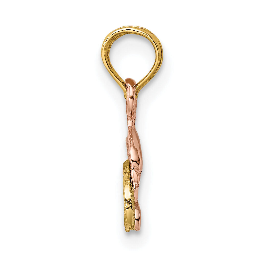 14K Two-Tone W/White Rhodium Dolphin and Wave Charm-K9110