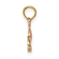 14K Two-Tone W/White Rhodium Dolphin and Wave Charm-K9110