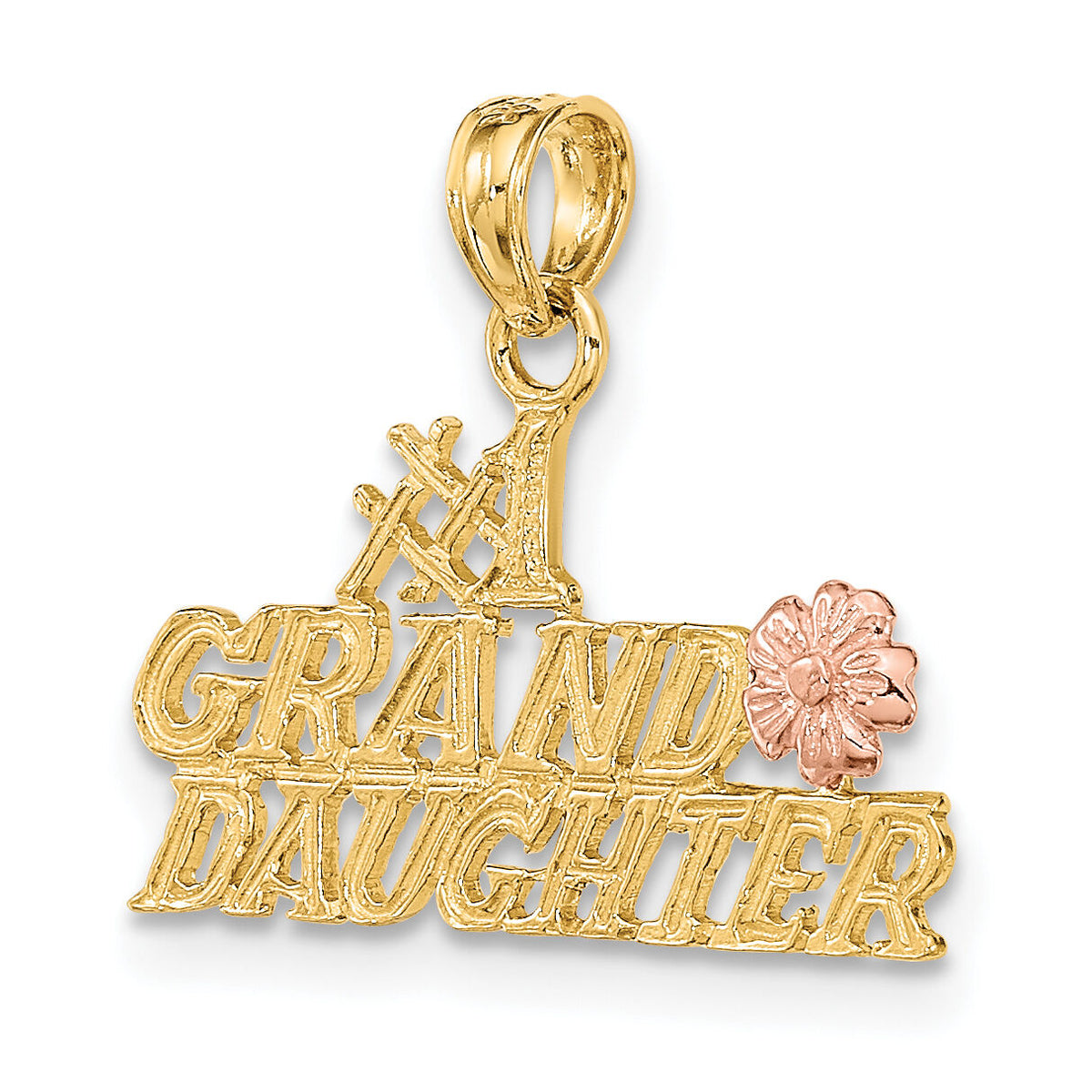 14k Two-Tone #1 GRANDDAUGHTER w/ Flowers Charm-K9112