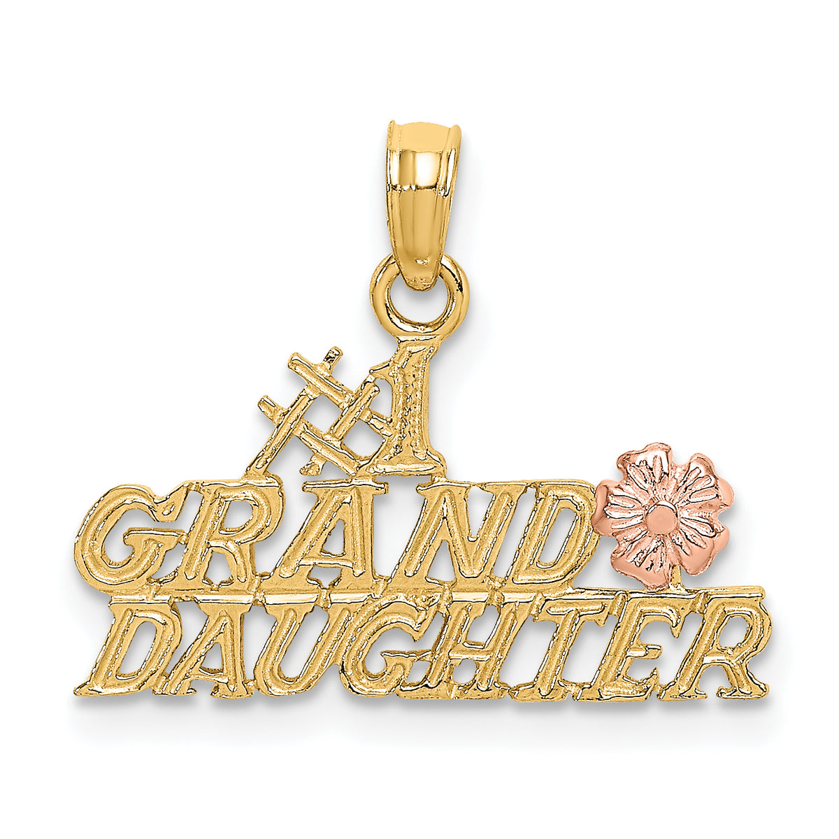 14k Two-Tone #1 GRANDDAUGHTER w/ Flowers Charm-K9112