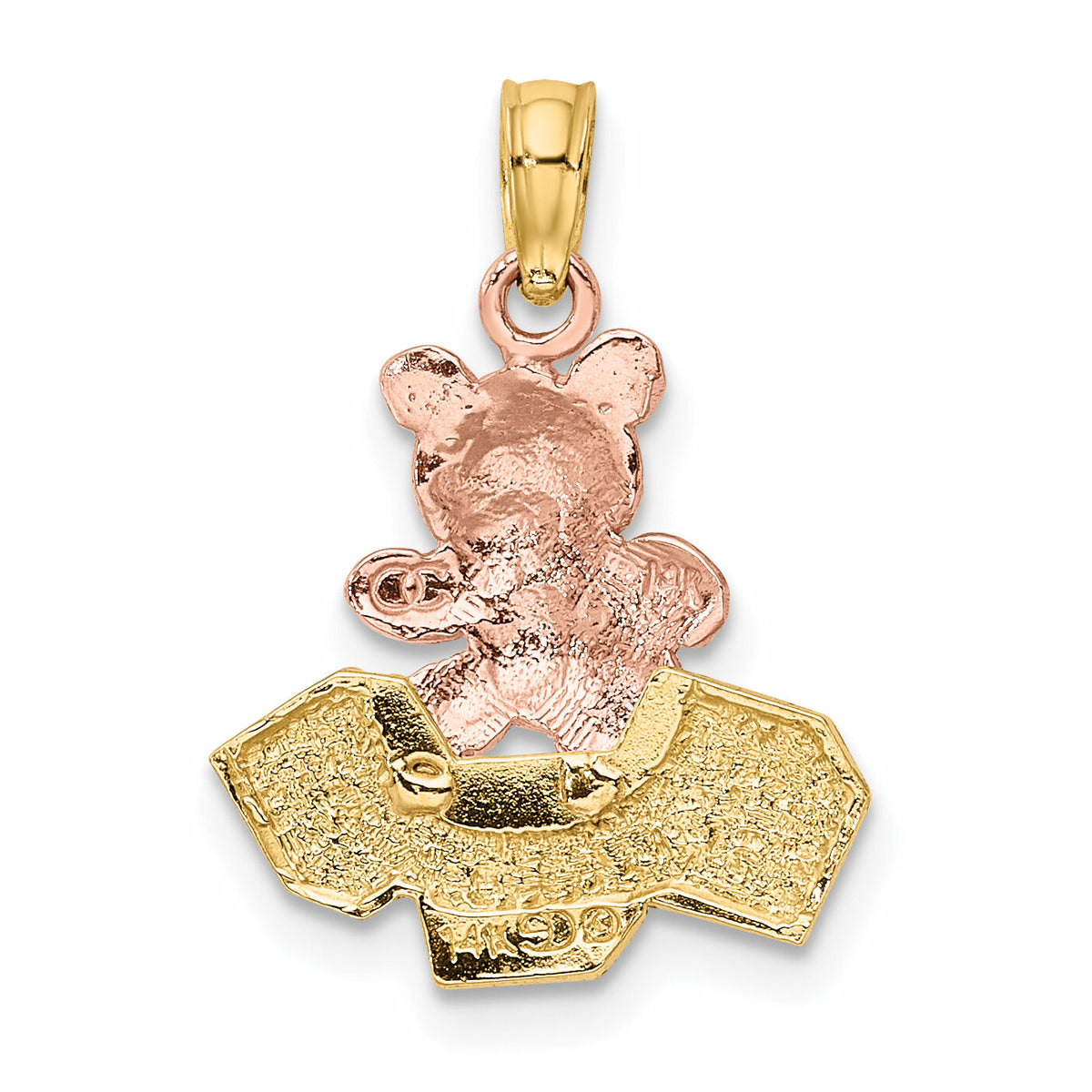 14k Two-Tone Teddy Bear w/ ABC Blocks Charm-K9114
