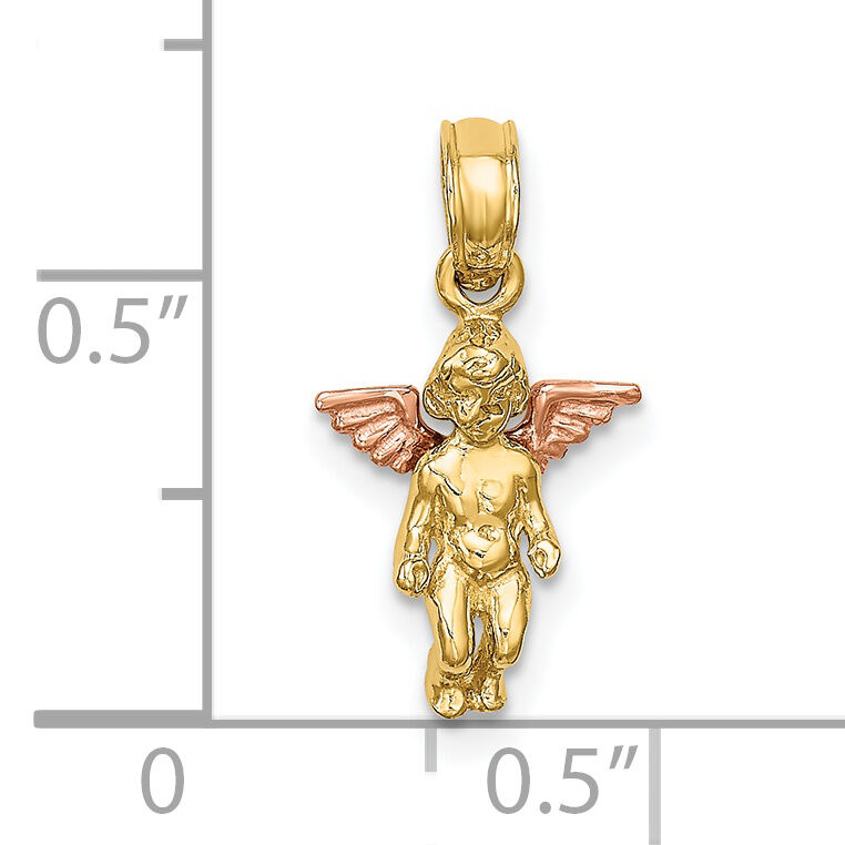 14K Two-Tone 3-D Mini Guardian Angel Charm-K9115