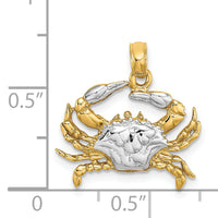 14k with White Rhodium Charm Blue Crab Charm-K9117