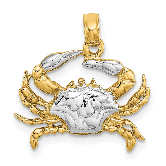 14k with White Rhodium Charm Blue Crab Charm-K9117