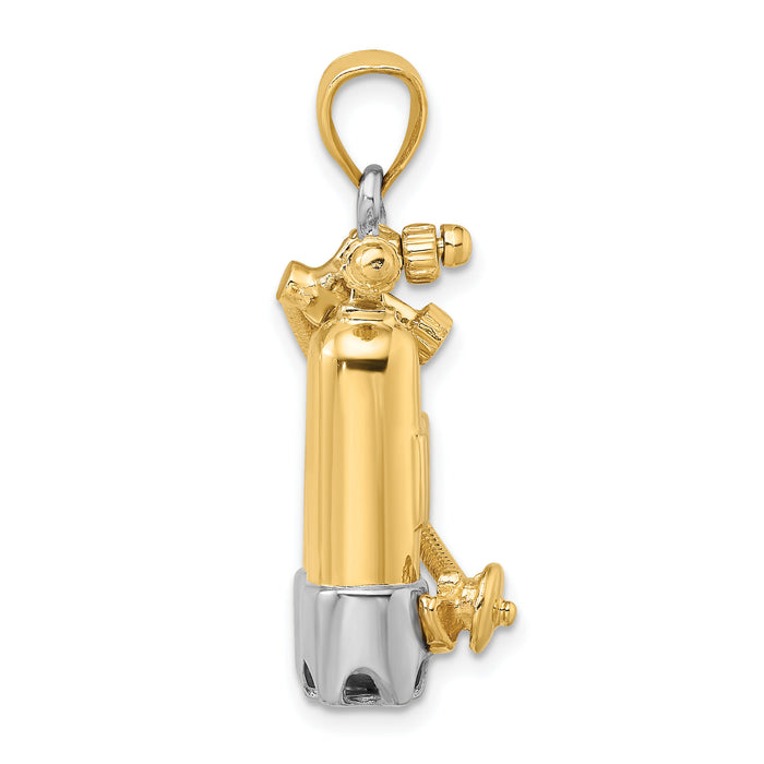 14K w/Rhodium 3-D Double Scuba Tanks W/Air Hose Charm-K9118