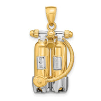 14K w/Rhodium 3-D Double Scuba Tanks W/Air Hose Charm-K9118