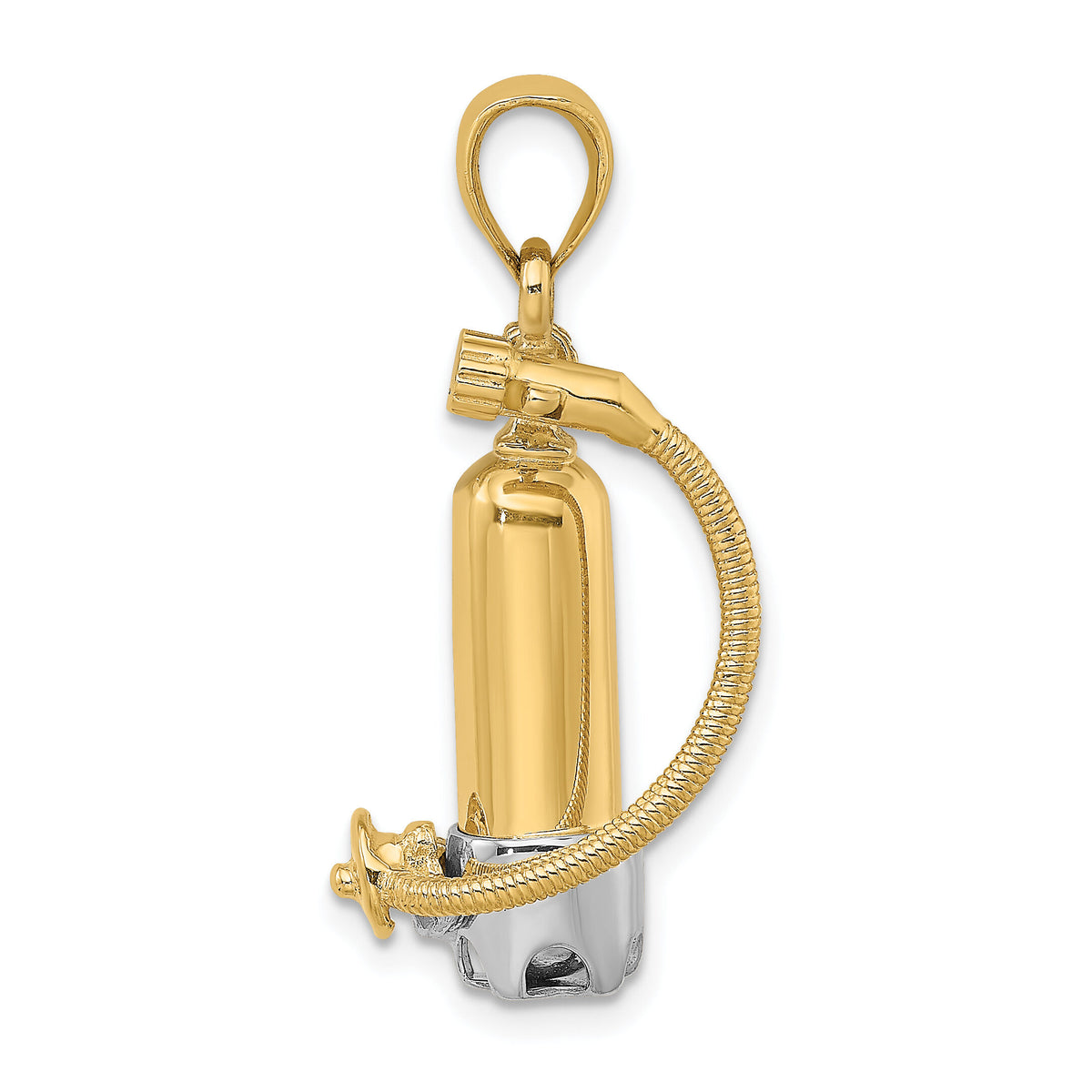 14K w/Rhodium 3-D Single Scuba Tank W/ Hose Charm-K9121