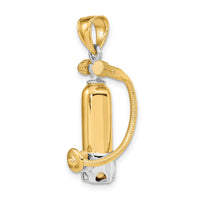 14K w/Rhodium 3-D Single Scuba Tank W/ Hose Charm-K9121