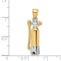 14K w/Rhodium 3-D Single Scuba Tank W/ Hose Charm-K9121
