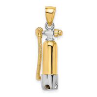 14K w/Rhodium 3-D Single Scuba Tank W/ Hose Charm-K9121