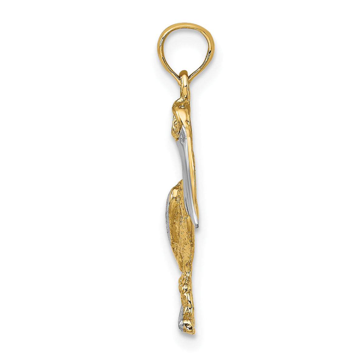 14K with White Rhodium Standing Pelican Charm-K9122