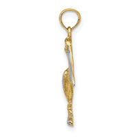 14K with White Rhodium Standing Pelican Charm-K9122