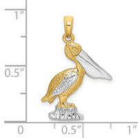 14K with White Rhodium Standing Pelican Charm-K9122