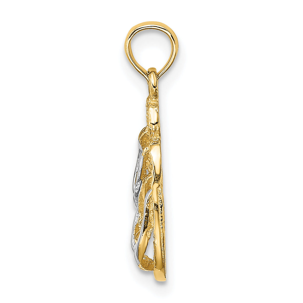 14k with White Rhodium 3D SANIBEL ISLAND Double Flip Flop Charm-K9123