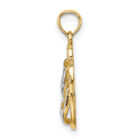 14k with White Rhodium 3D SANIBEL ISLAND Double Flip Flop Charm-K9123