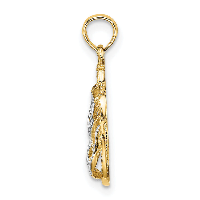 14k with White Rhodium 3D SANIBEL ISLAND Double Flip Flop Charm-K9123