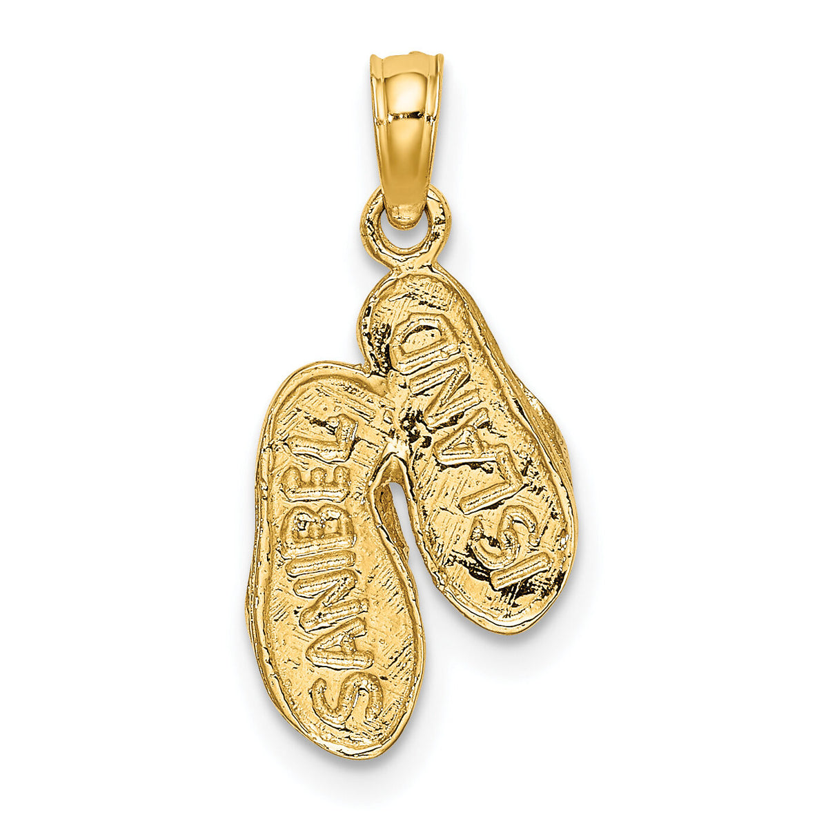 14k with White Rhodium 3D SANIBEL ISLAND Double Flip Flop Charm-K9123