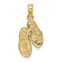 14k with White Rhodium 3D SANIBEL ISLAND Double Flip Flop Charm-K9123
