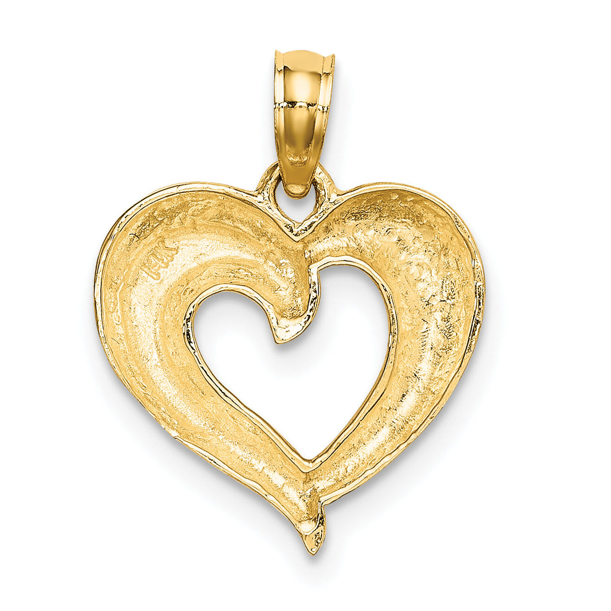 14k w/ RH Polished and Textured Heart Charm-K9124