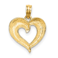 14k w/ RH Polished and Textured Heart Charm-K9124