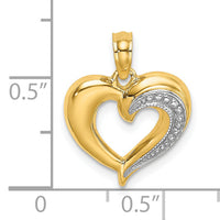 14k w/ RH Polished and Textured Heart Charm-K9124