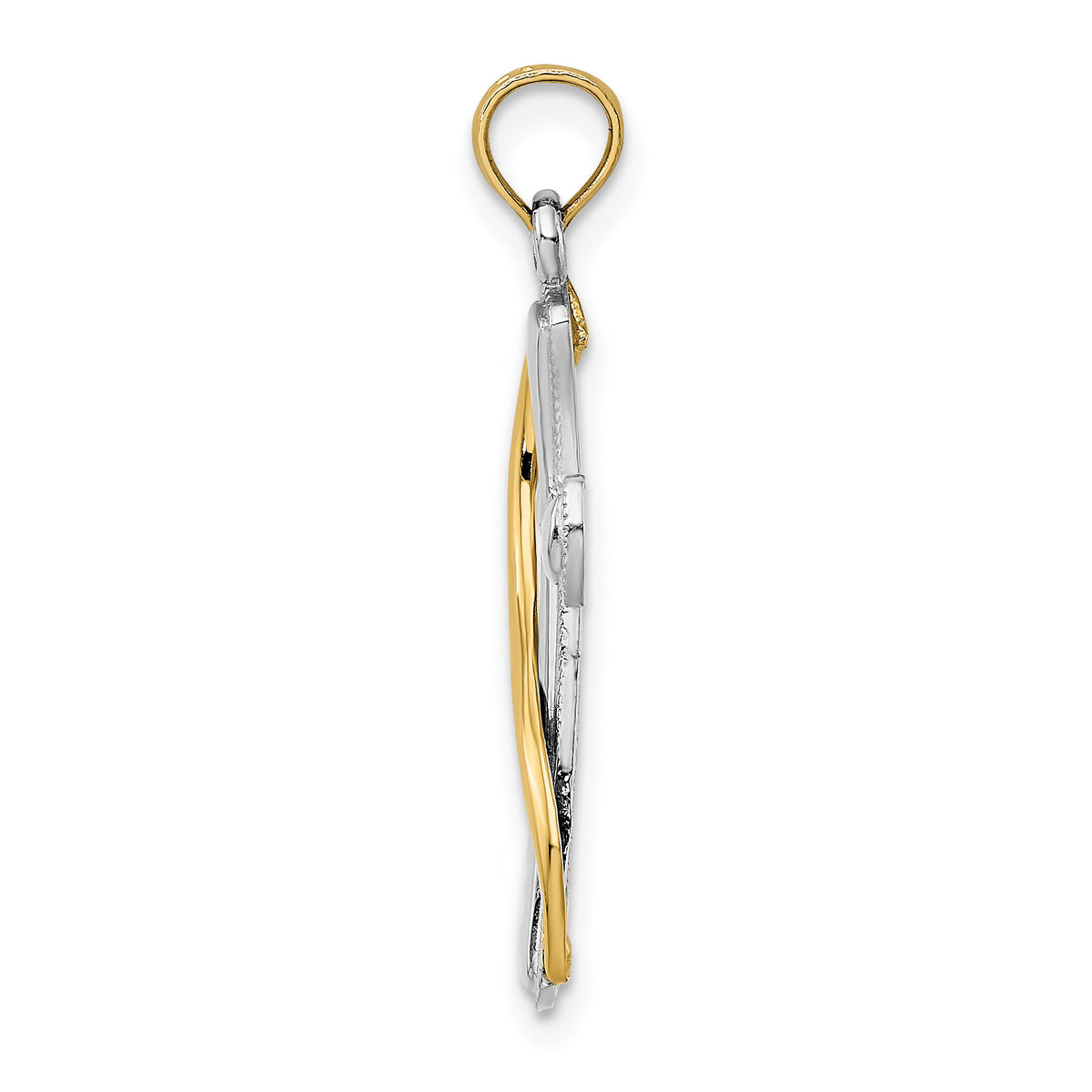 14K w/Rhodium Cross w/Drape Charm-K9126