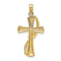 14K w/Rhodium Cross w/Drape Charm-K9126