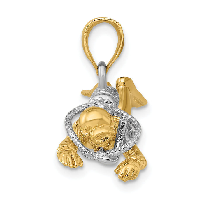 14K w/Rhodium 3-D Male Scuba Diver Charm-K9128