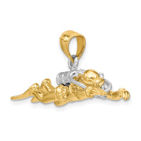 14K w/Rhodium 3-D Male Scuba Diver Charm-K9128