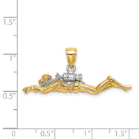 14K w/Rhodium 3-D Male Scuba Diver Charm-K9128