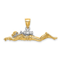 14K w/Rhodium 3-D Male Scuba Diver Charm-K9128